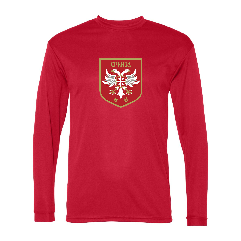Men's Serbia National Football Soccer Team Logo Performance Long Sleeve T-Shirt
