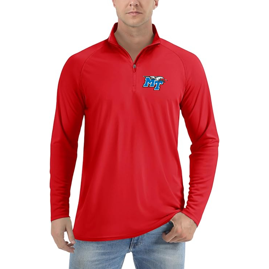 Men's Middle Tennessee Blue Raiders  Lightweight Quarter-Zip Athletic Shirt Long Sleeve Performance Wear