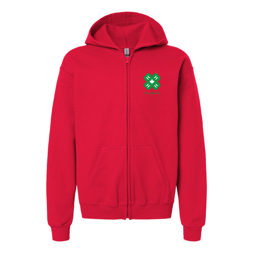 Gildan Heavy Blend Youth 4H Canada Logo Full Zip Hooded Sweatshirt