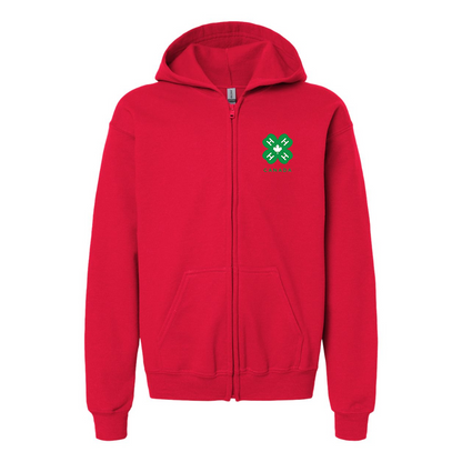 Gildan Heavy Blend Youth 4H Canada Logo Full Zip Hooded Sweatshirt