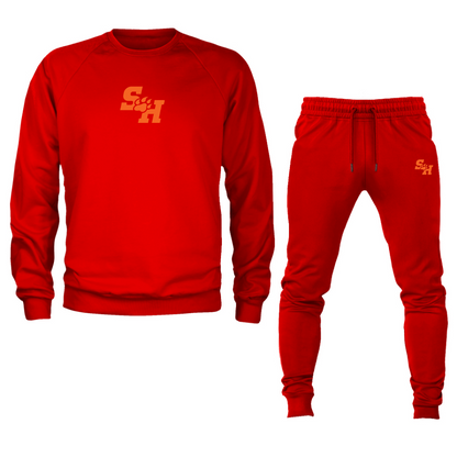 Men's Sam Houston State Bearkats Logo Crewneck Sweatshirt Joggers Suit