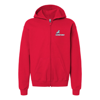 Gildan Heavy Blend Youth Samford Bulldogs Logo Full Zip Hooded Sweatshirt