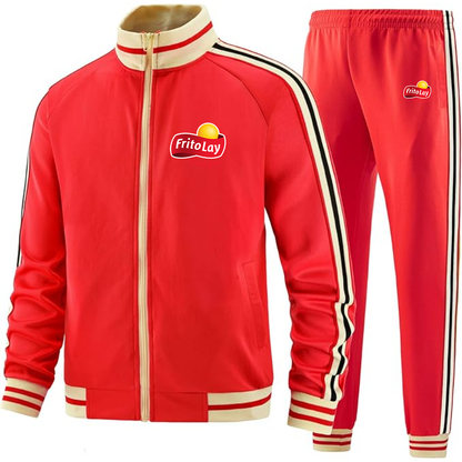 Men's Frito Lay Two Piece Designer Tracksuit with Bold Striped Accents and Zippered Front Elevated Athletic Wear