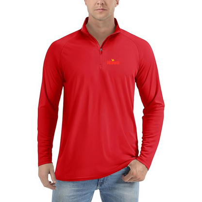 Men's Wawa Gas Station Logo Lightweight Quarter-Zip Athletic Shirt Long Sleeve Performance Wear