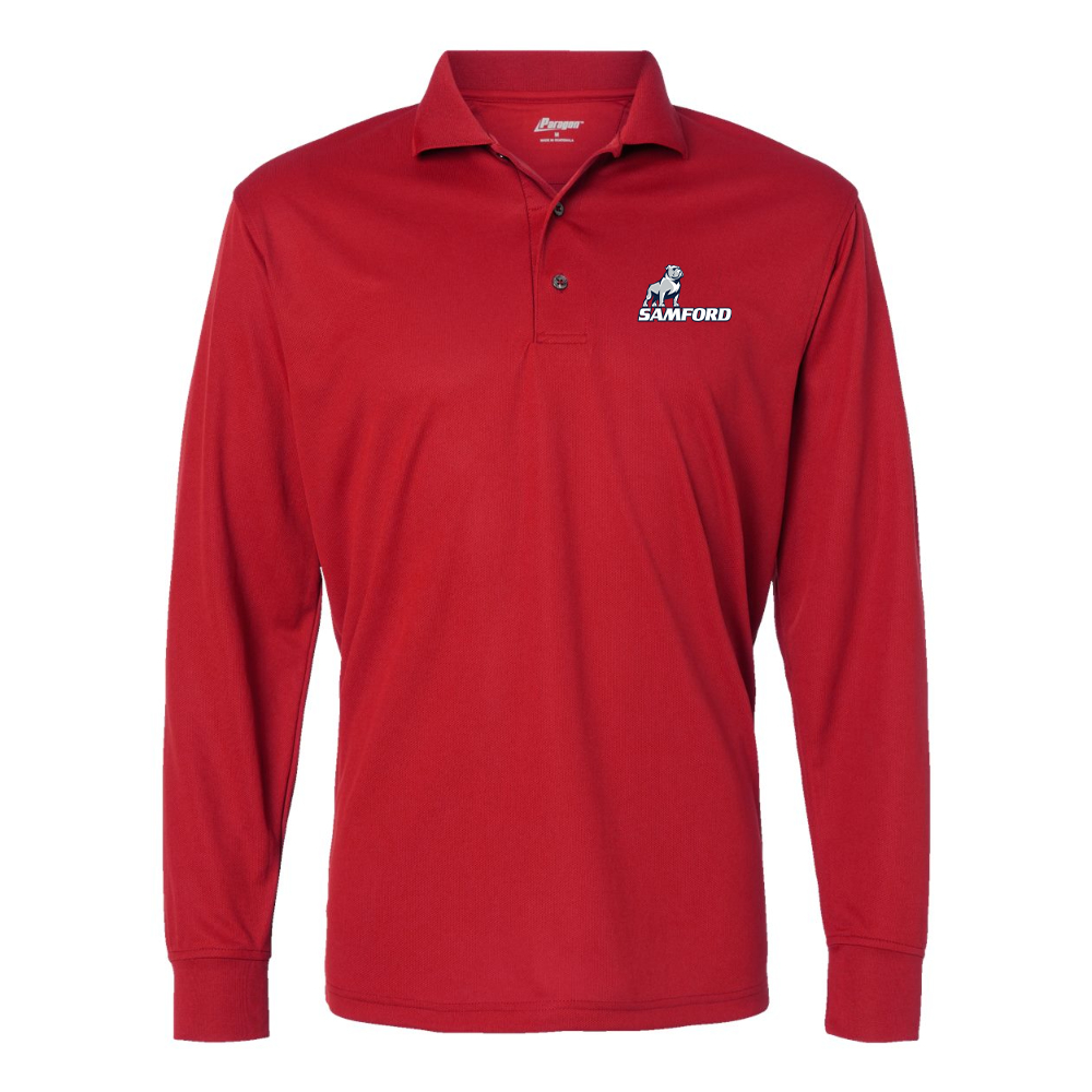 Men's Samford Bulldogs Logo Paragon Prescott Long Sleeve Polo
