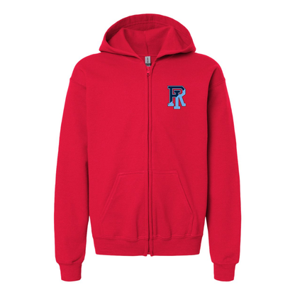Gildan Heavy Blend Youth Rhode Island Rams Logo Full Zip Hooded Sweatshirt