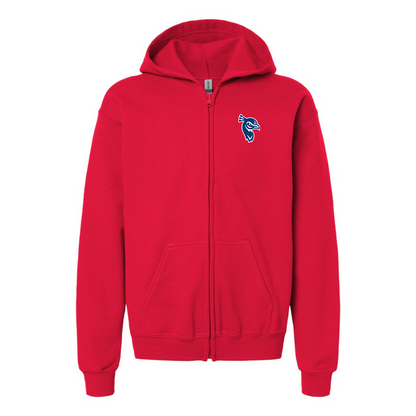 Gildan Heavy Blend Youth Saint Peters Peacocks Logo Full Zip Hooded Sweatshirt