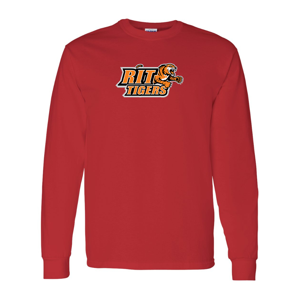 Men's RIT Tigers Logo Gildan Heavy Cotton Long Sleeve T-Shirt