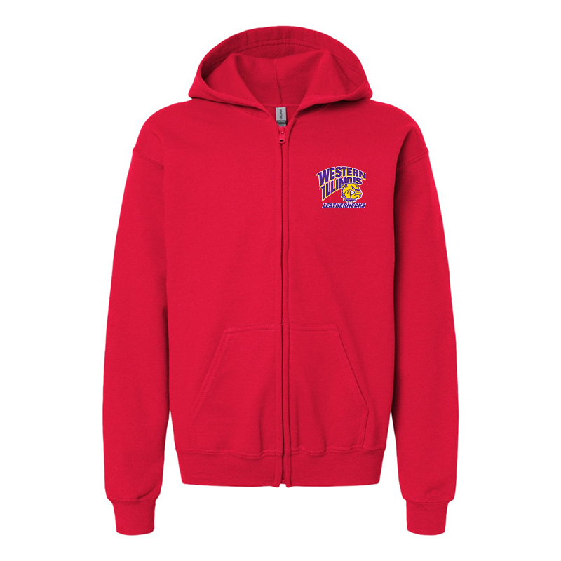 Gildan Heavy Blend Youth Western Illinois Leathernecks Full Zip Hooded Sweatshirt