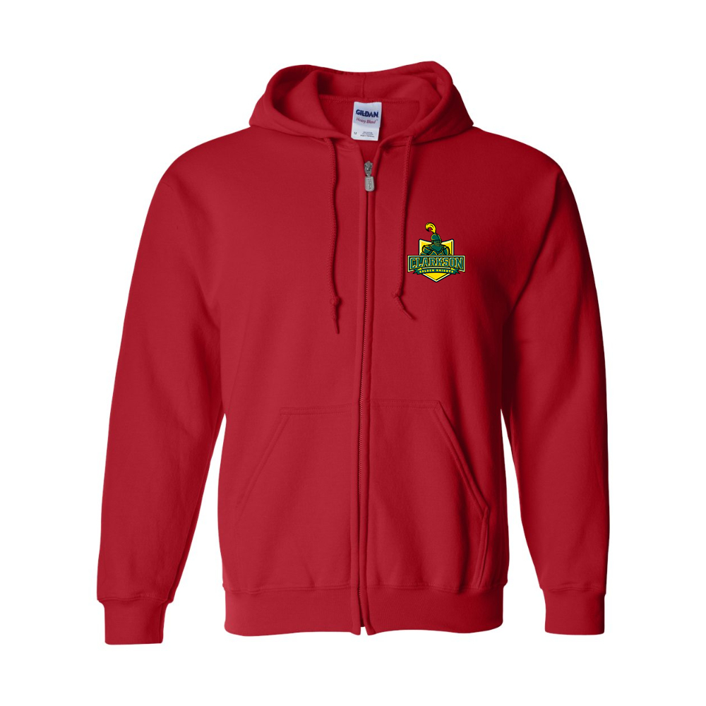 Men's Clarkson Golden Knights Gildan  Heavy Blend Full Zip Hooded Sweatshirt