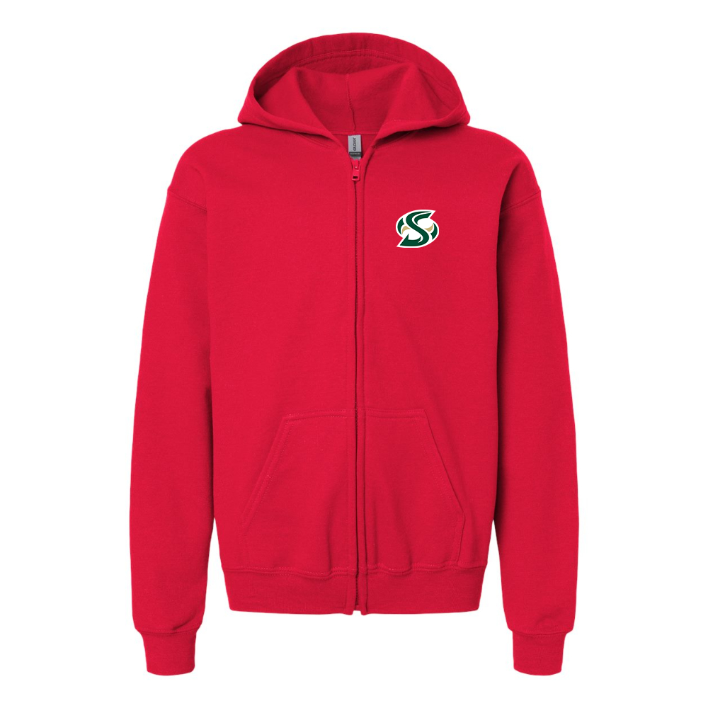 Gildan Heavy Blend Youth Sacramento State Hornets Logo  Full Zip Hooded Sweatshirt
