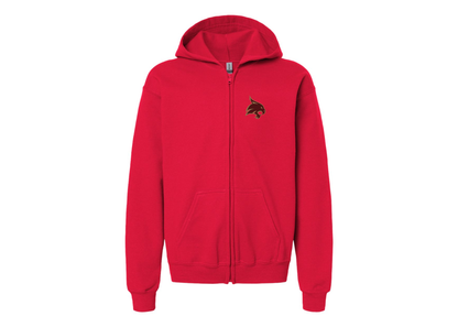 Gildan Heavy Blend Youth Texas State Bobcats Full Zip Hooded Sweatshirt