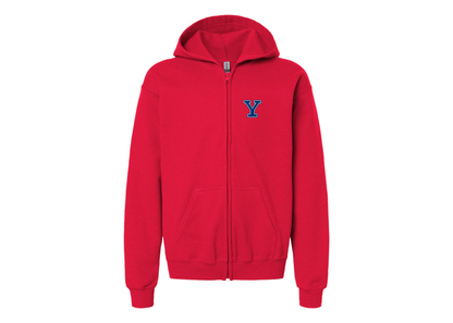 Gildan Heavy Blend Youth Yale Bulldogs Full Zip Hooded Sweatshirt