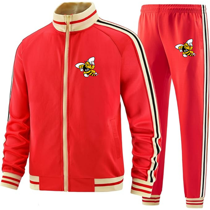 Men's AIC Yellow Jackets   Two Piece Designer Tracksuit with Bold Striped Accents and Zippered Front Elevated Athletic Wear