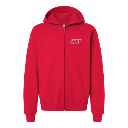 Gildan Heavy Blend Youth Sacred Heart Pioneers Logo Full Zip Hooded Sweatshirt
