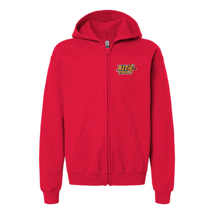 Gildan Heavy Blend Youth RIT Tigers Logo Full Zip Hooded Sweatshirt