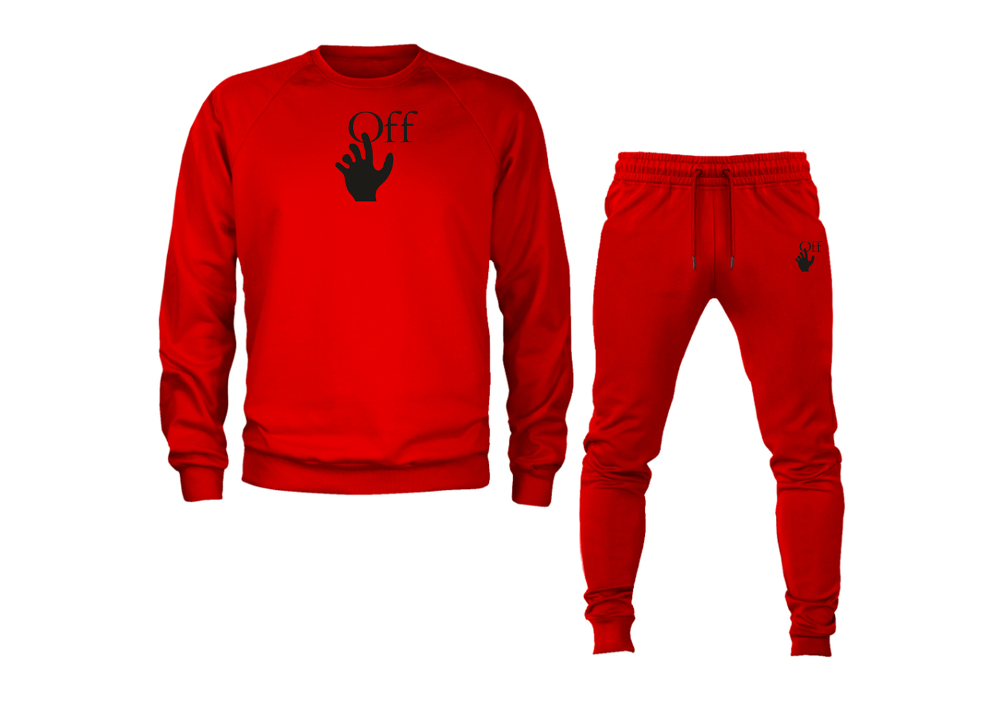 Men's Off-White Hand Crewneck Sweatshirt Joggers Suit