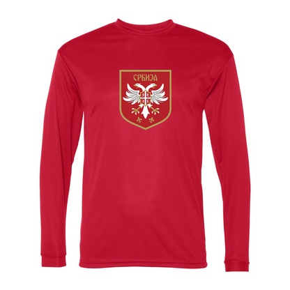 Men's Serbia National Football Soccer Team Logo Performance Long Sleeve T-Shirt