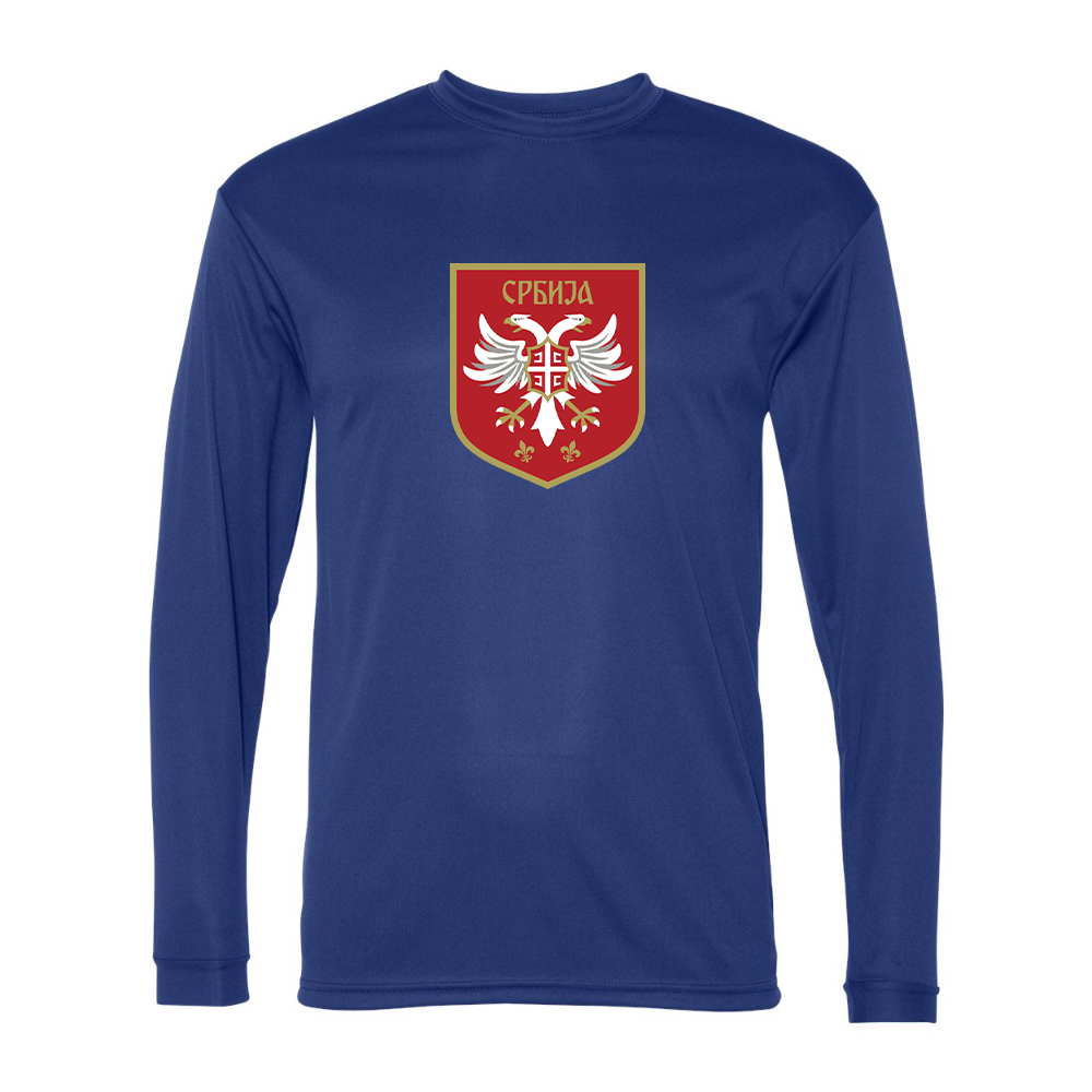 Men's Serbia National Football Soccer Team Logo Performance Long Sleeve T-Shirt