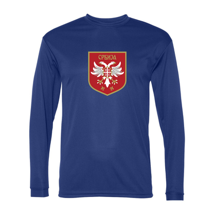 Men's Serbia National Football Soccer Team Logo Performance Long Sleeve T-Shirt
