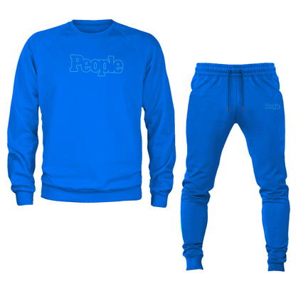 Men's People Magazine Logo Crewneck Sweatshirt Joggers Suit
