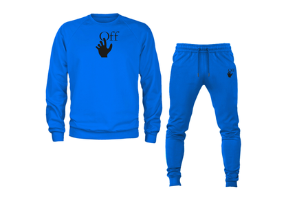 Men's Off-White Hand Crewneck Sweatshirt Joggers Suit