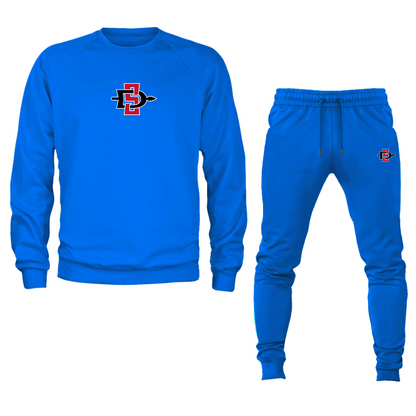 Men's San Diego State Aztecs Logo Crewneck Sweatshirt Joggers Suit