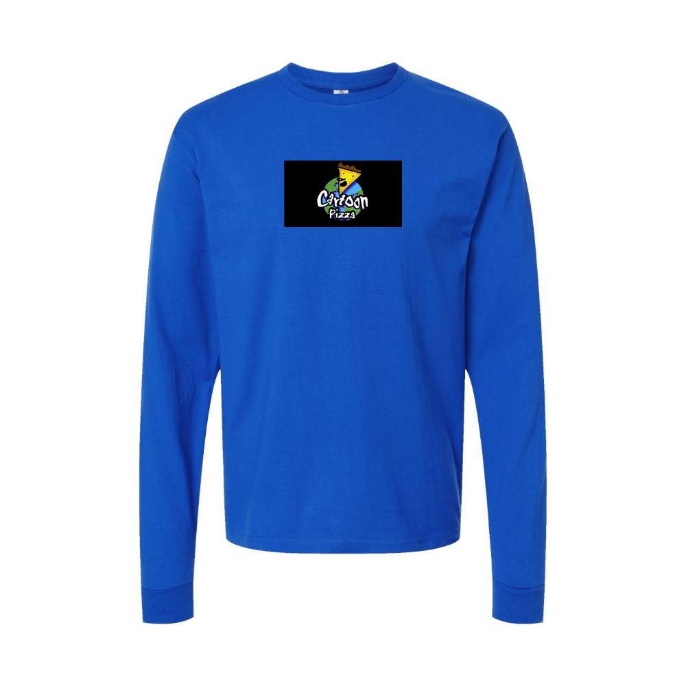 Youth Cartoon Pizza Logo Cotton Long Sleeve T-Shirt
