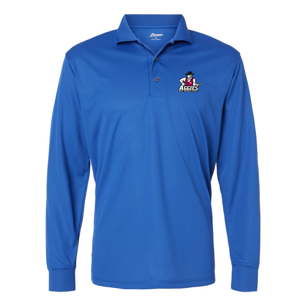 Men's Aggies New Mexico State Logo Paragon Prescott Long Sleeve Polo