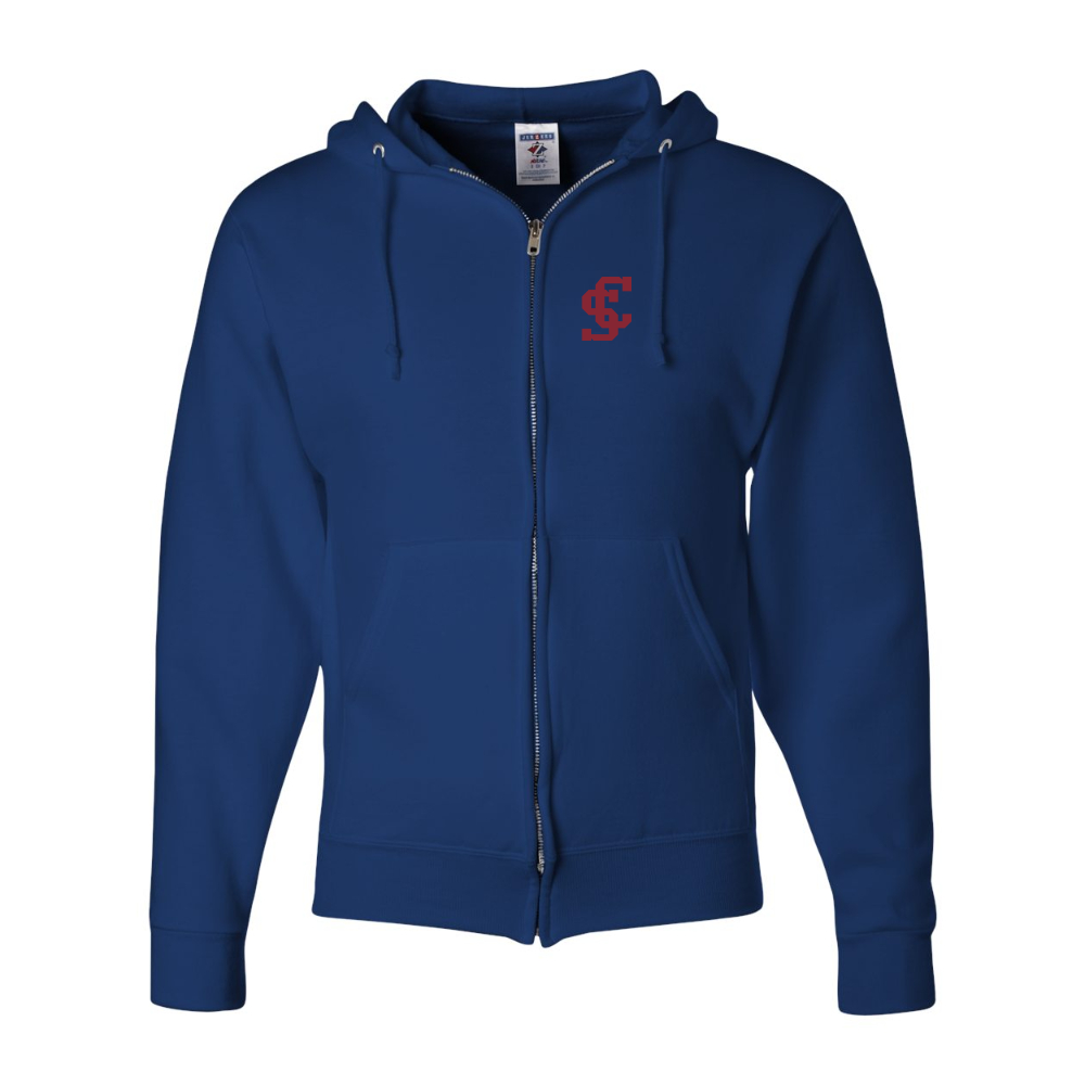 Men's Santa Clara Broncos Logo JERZEES NuBlend Full-Zip Hooded Sweatshirt