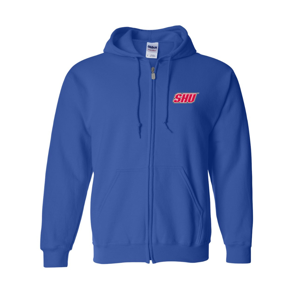 Men's Sacred Heart Pioneers Logo Gildan  Heavy Blend Full Zip Hooded Sweatshirt