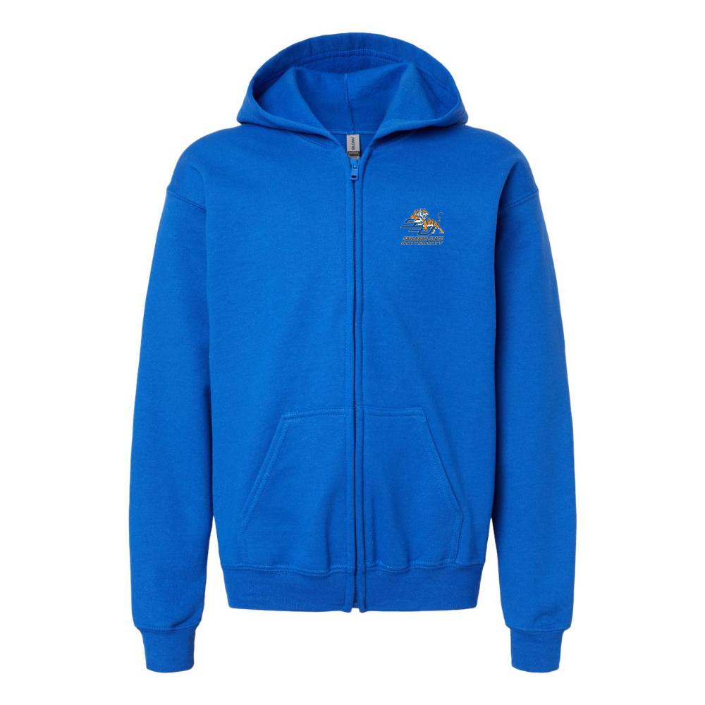 Gildan Heavy Blend Youth Savannah State Tigers Logo Full Zip Hooded Sweatshirt