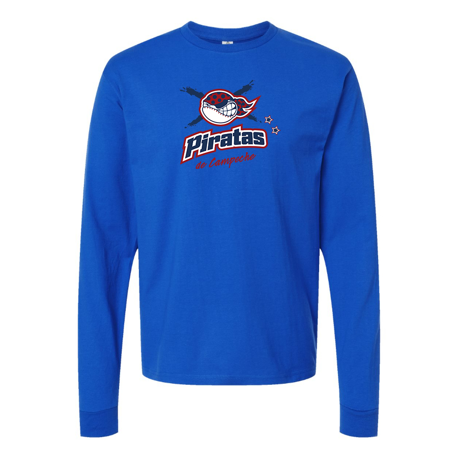 Men's Campeche Piratas Logo Cotton Long Sleeve T-Shirt