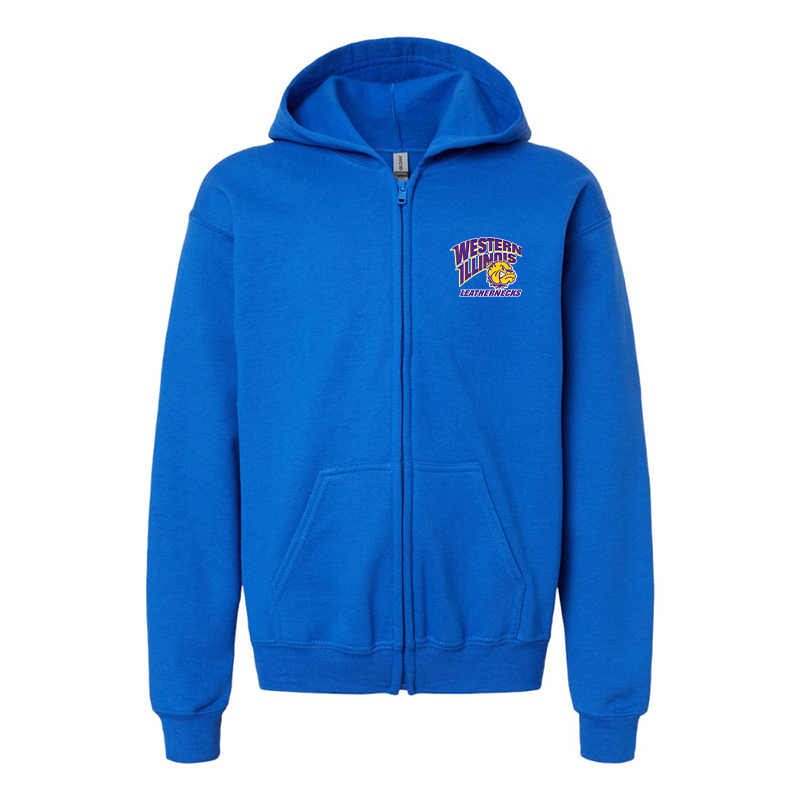 Gildan Heavy Blend Youth Western Illinois Leathernecks Full Zip Hooded Sweatshirt