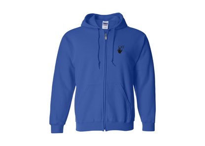 Men's Off-White Hand Gildan  Heavy Blend Full Zip Hooded Sweatshirt