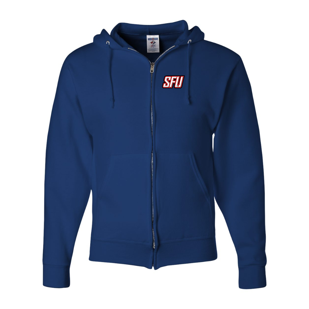 Men's Saint Francis Red Flash Logo JERZEES NuBlend Full-Zip Hooded Sweatshirt