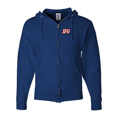 Men's Saint Francis Red Flash Logo JERZEES NuBlend Full-Zip Hooded Sweatshirt