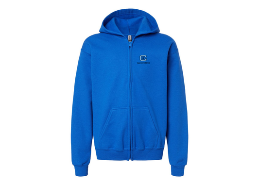Gildan Heavy Blend Youth The Citadel Bulldogs Full Zip Hooded Sweatshirt