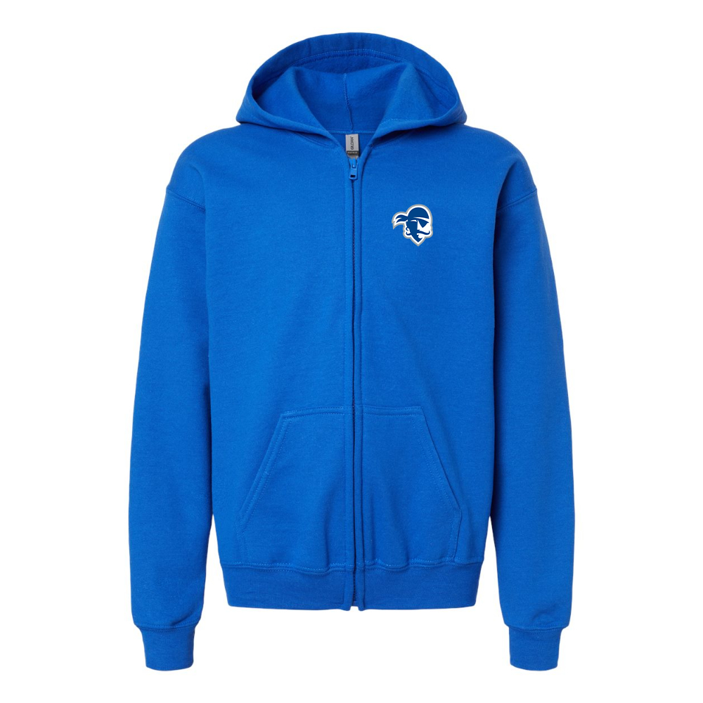 Gildan Heavy Blend Youth Seton Hall Pirates Logo Full Zip Hooded Sweatshirt