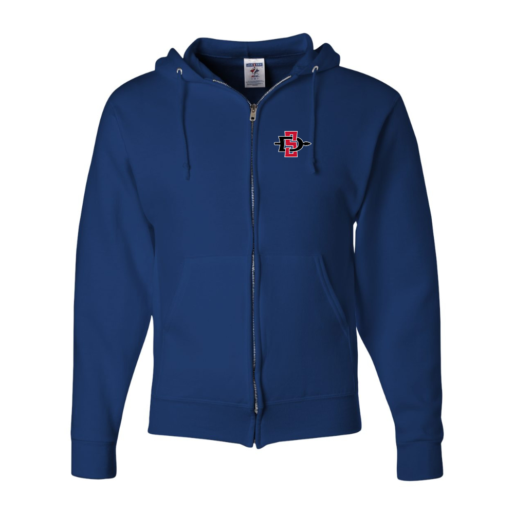 Men's San Diego State Aztecs Logo JERZEES NuBlend Full-Zip Hooded Sweatshirt