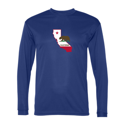 Men's  California Bear Map Performance Long Sleeve T-Shirt