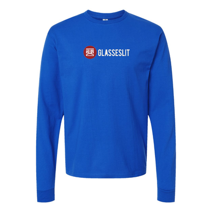 Men's Glasseslit Logo  Cotton Long Sleeve T-Shirt