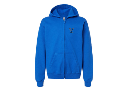 Gildan Heavy Blend Youth Yale Bulldogs Full Zip Hooded Sweatshirt