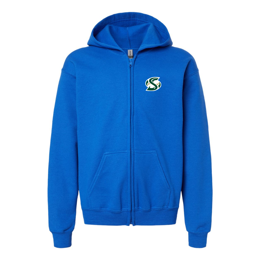 Gildan Heavy Blend Youth Sacramento State Hornets Logo  Full Zip Hooded Sweatshirt