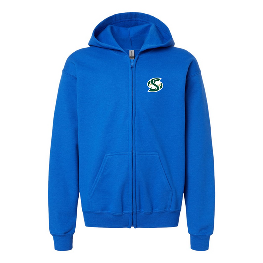 Gildan Heavy Blend Youth Sacramento State Hornets Logo  Full Zip Hooded Sweatshirt