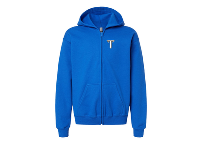 Gildan Heavy Blend Youth Troy Trojans Full Zip Hooded Sweatshirt