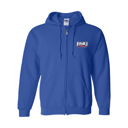Men's Robert Morris Colonials Logo Gildan  Heavy Blend Full Zip Hooded Sweatshirt