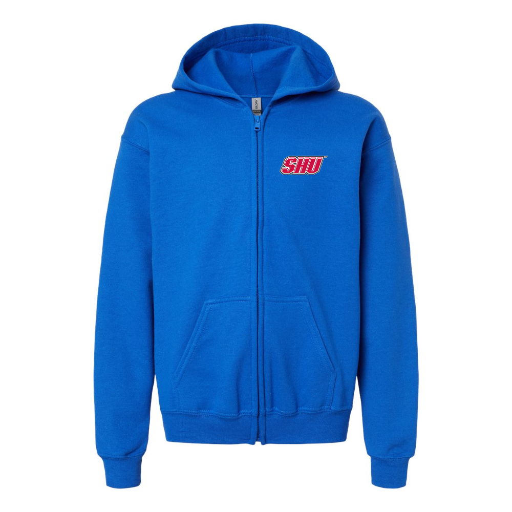 Gildan Heavy Blend Youth Sacred Heart Pioneers Logo Full Zip Hooded Sweatshirt