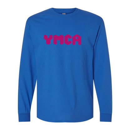 Men's  YMCA Mauve Gildan Heavy Cotton Long Sleeve T-Shirt