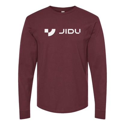 Men's Jidu Logo Cotton Long Sleeve T-Shirt